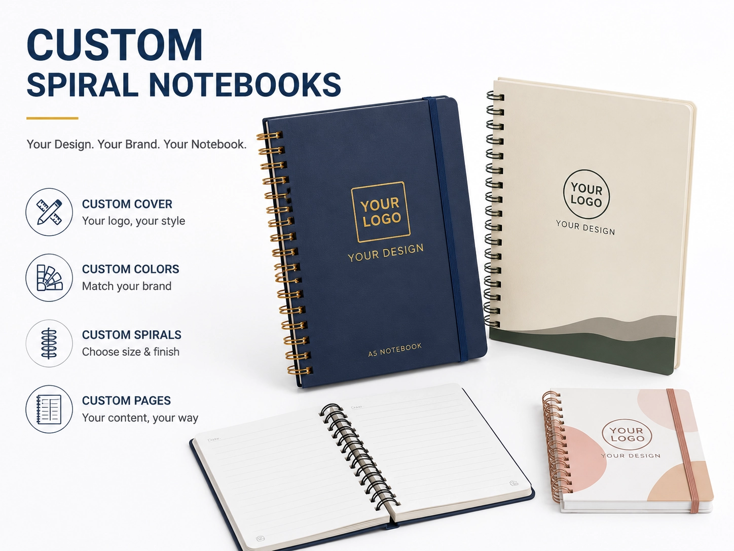 Custom hardcover spiral notebook and sketchbook with brand logo by YPS Custom hardcover spiral notebook and sketchbook with brand logo by YPS